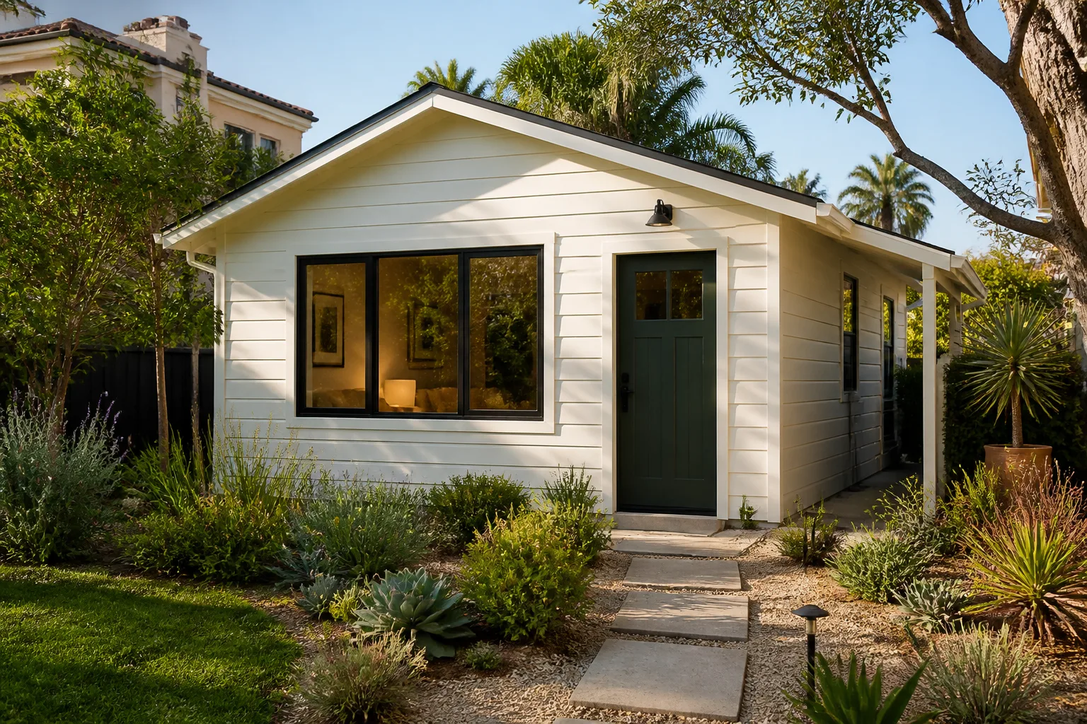A former garage converted into a guest house